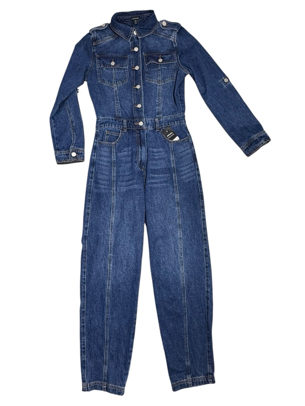 NWT Karen Millen Denim Boiler Jumpsuit Size 6 Straight Tapered Leg Med Blue - Picture 5 of 12